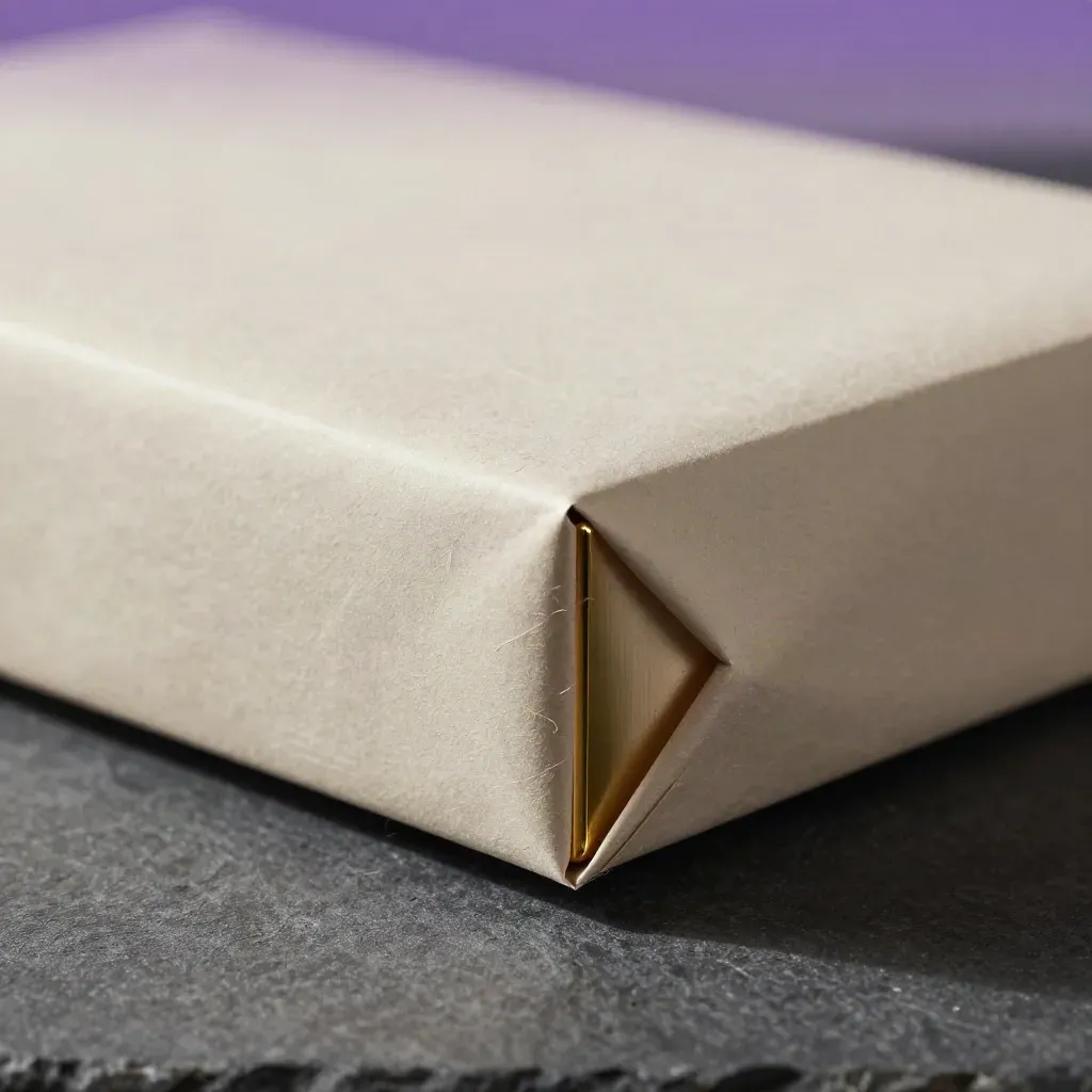 Macro of wrapped Idea Board Kit with twine and brass clip on graphite stone