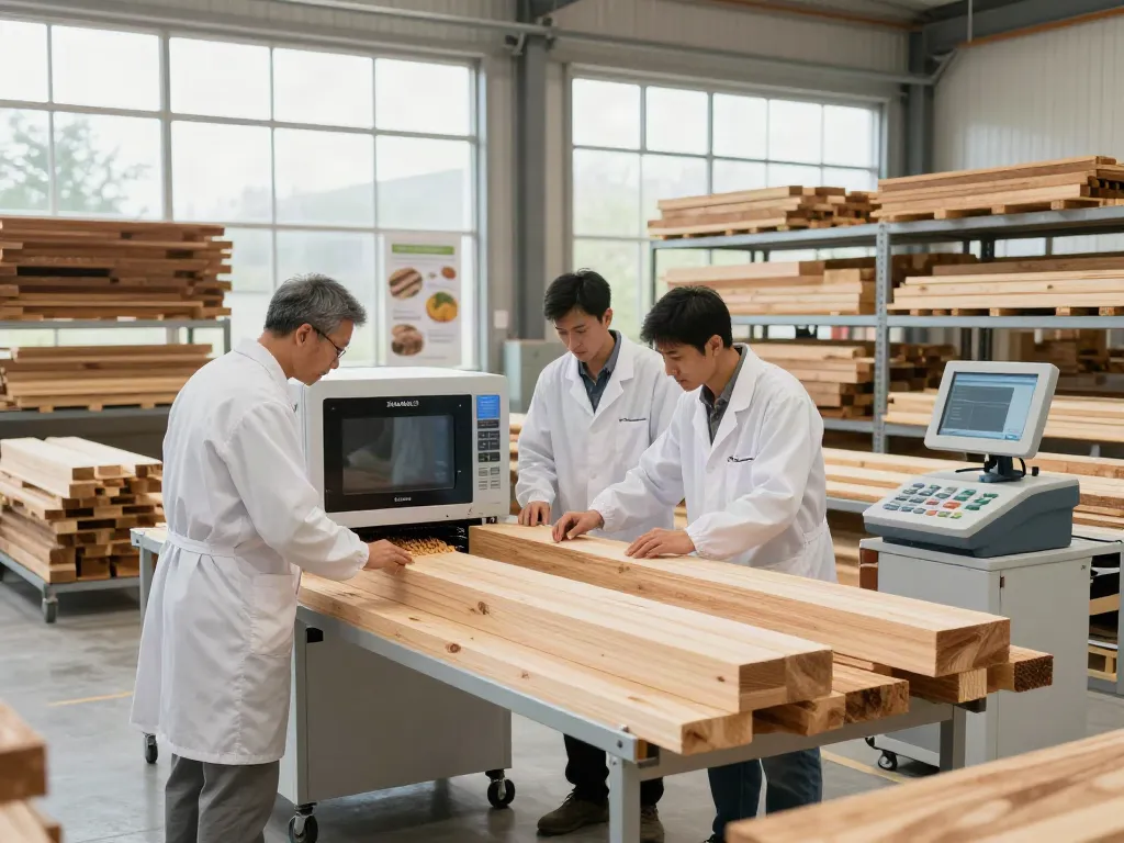 SHASHEL® microwave technology demonstrating effective wood treatment against wood-boring insects.